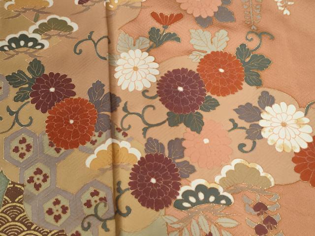 平和屋着物●訪問着 作家物 青海波花唐草松文 金彩 正絹 逸品 CABG0274yc