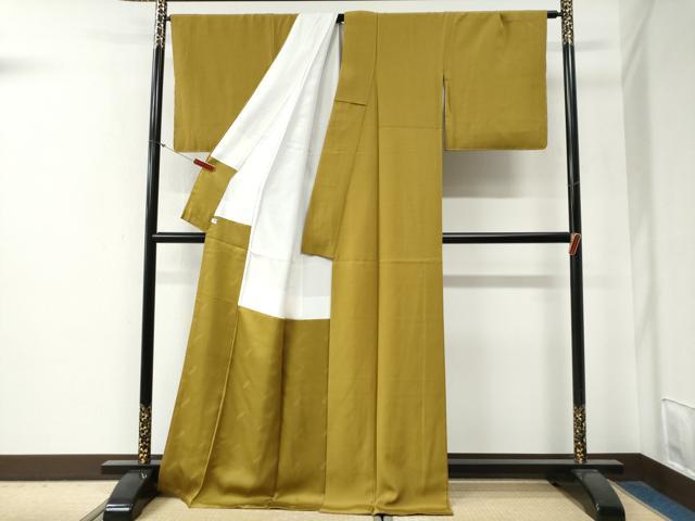 平和屋着物●二代目清次郎監修 手描き 色無地 山吹茶色 ロング丈 正絹 逸品 未使用 CABG0276yc