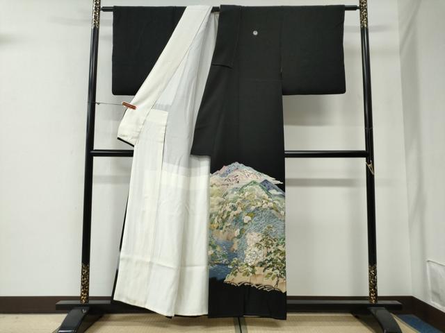 平和屋着物●豪華黒留袖 作家物 飛鶴遠山浜松文 銀座おゝぎ屋扱い 正絹 逸品 CABG0280yc