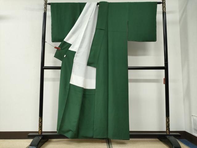 平和屋着物●上質な色無地 千歳緑色 正絹 逸品 未使用 CABG0281yc