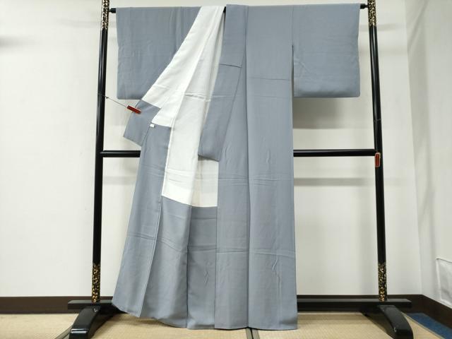 平和屋着物●上質な色無地 桔梗鼠色 正絹 逸品 CABG0283yc