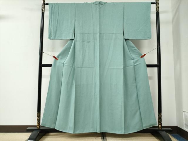 平和屋着物●上質な色無地 紋意匠 青竹色 正絹 逸品 CABG0289yc