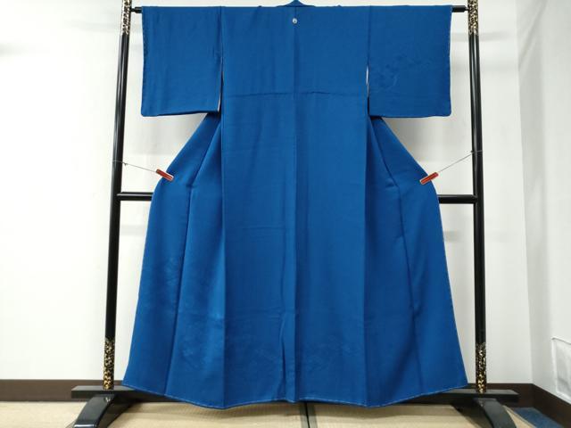 平和屋着物●無地絵羽訪問着 花菱鹿の子地紋 紺瑠璃色 正絹 逸品 未使用 CABG0290yc