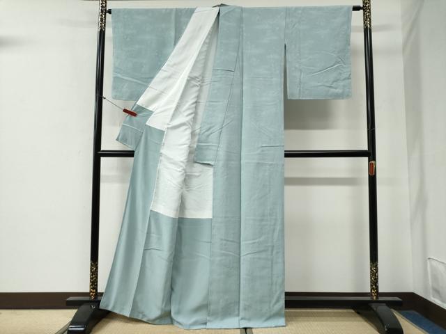 平和屋着物●上質な色無地 草花丸地紋 白藍色 正絹 逸品 未使用 CABG0294yc