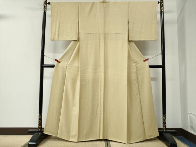 平和屋着物●上質な色無地 草花丸地紋 砥粉色 正絹 逸品 CABG0296yc