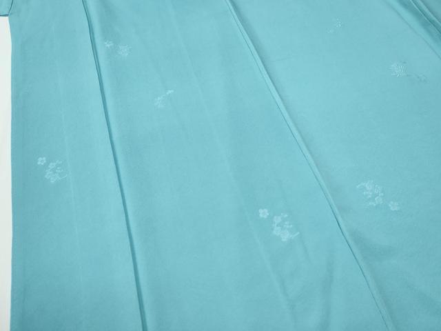 平和屋着物●上質な色無地 舞花地紋 白群色 正絹 逸品 CABG0299yc