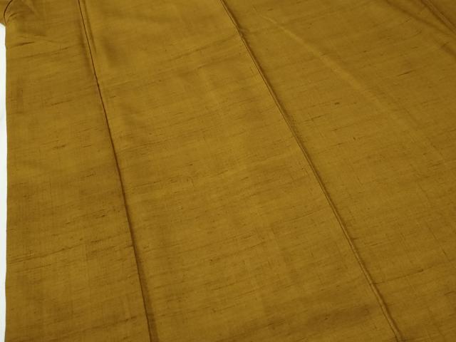 平和屋着物●上質な紬 色無地 桑茶色 正絹 逸品 CABG0305yc