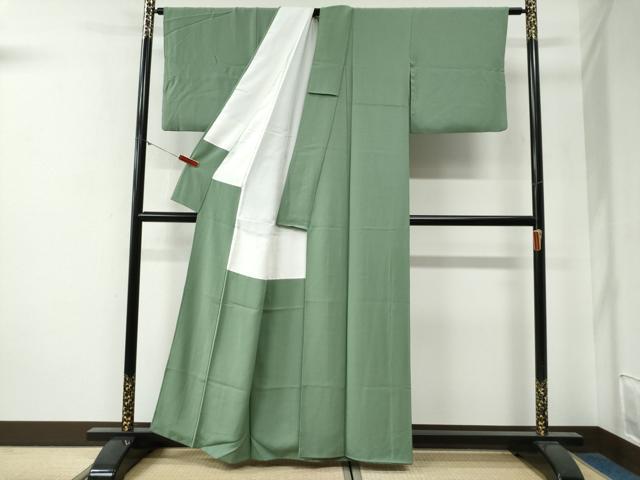 平和屋着物●本草木染作家 瑞寶 色無地 柳染色 正絹 逸品 CABG0308yc