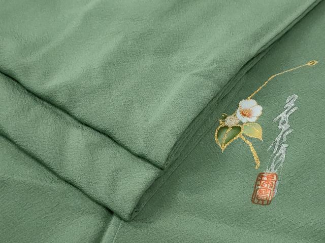 平和屋着物●本草木染作家 瑞寶 色無地 柳染色 正絹 逸品 CABG0308yc