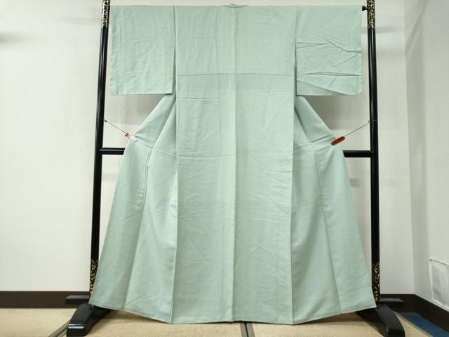 平和屋着物●上質な色無地 紋意匠 白緑色 やまと誂製 正絹 逸品 未使用 CABG0309yc