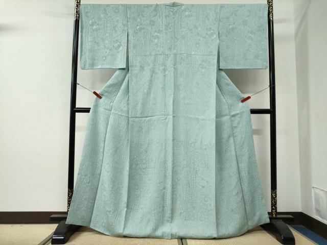 平和屋着物●上質な色無地 辻が花地紋 秘色色 正絹 逸品 CABG0316yc