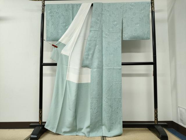 平和屋着物●上質な色無地 辻が花地紋 秘色色 正絹 逸品 CABG0316yc