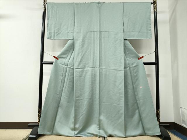 平和屋着物●上質な色無地 作家物 草花地紋 錆青磁色 正絹 逸品 未使用 CABG0320yc
