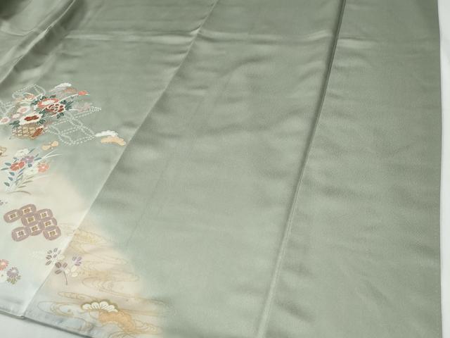 平和屋着物●訪問着 花籠文 暈し染め 金彩 正絹 逸品 CABG0321yc