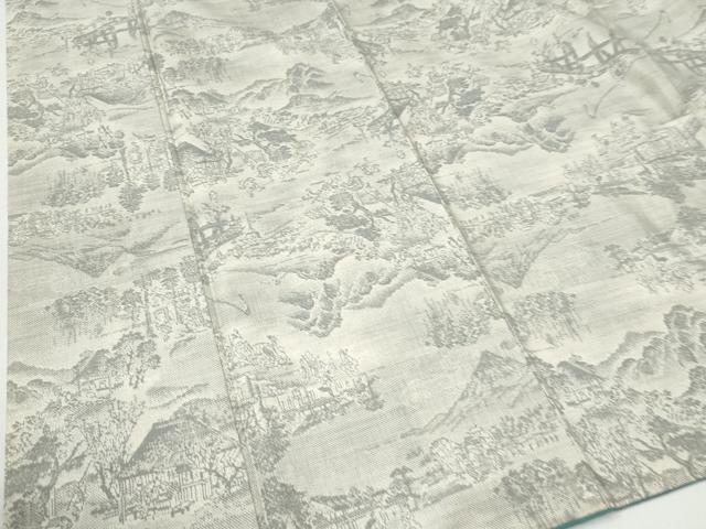 平和屋着物●本場大島紬 白大島 9マルキ 遠山風景文 正絹 逸品 CABG0323yc
