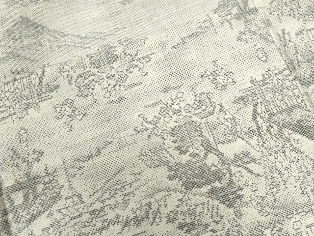 平和屋着物●本場大島紬 白大島 9マルキ 遠山風景文 正絹 逸品 CABG0323yc