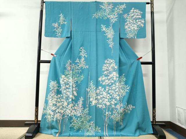 平和屋着物●本加賀友禅作家 押田正義 訪問着 枝花文 ロング丈 正絹 逸品 CABG0341yc
