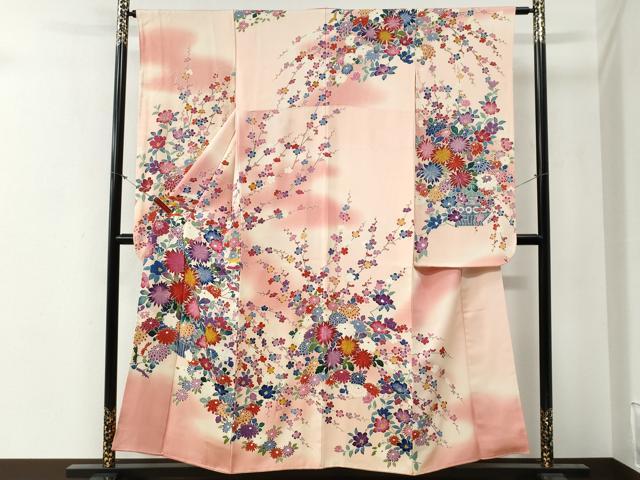 平和屋着物●豪華振袖 花籠文 暈し染め 正絹 逸品 CABG0342yc