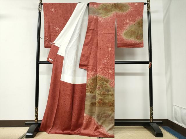 平和屋着物●訪問着 辻が花 刺繍 暈し染め 金彩 正絹 逸品 CABG0346yc