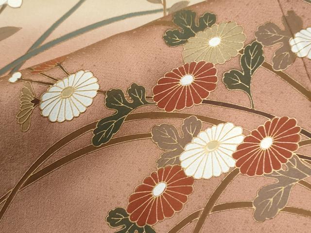 平和屋着物●訪問着 草花文 暈し染め 金彩 正絹 逸品 CABG0347yc