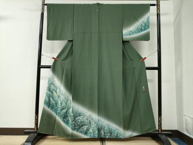 平和屋着物●巨匠 前田華清 手描き 訪問着 樹林文 暈し染め 正絹 逸品 未使用 CABG0349yc