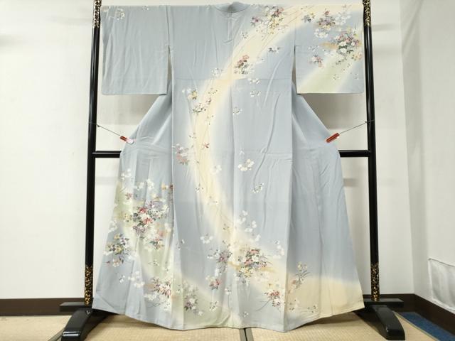 平和屋着物●訪問着 霞草花文 暈し染め 金彩 正絹 逸品 CABG0351yc