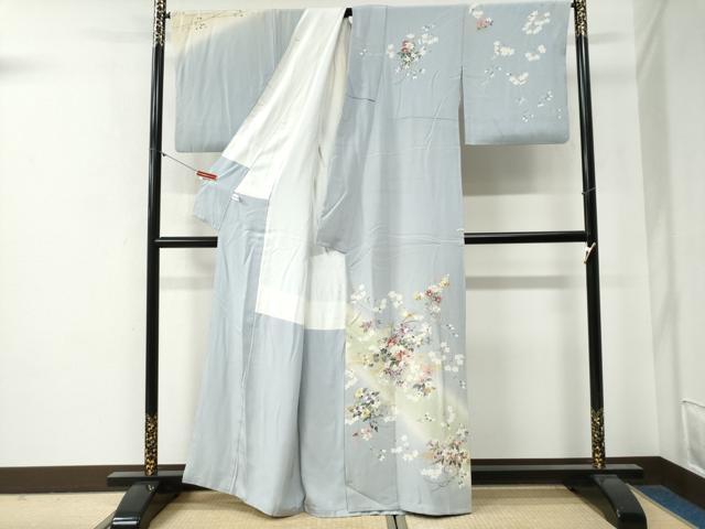 平和屋着物●訪問着 霞草花文 暈し染め 金彩 正絹 逸品 CABG0351yc