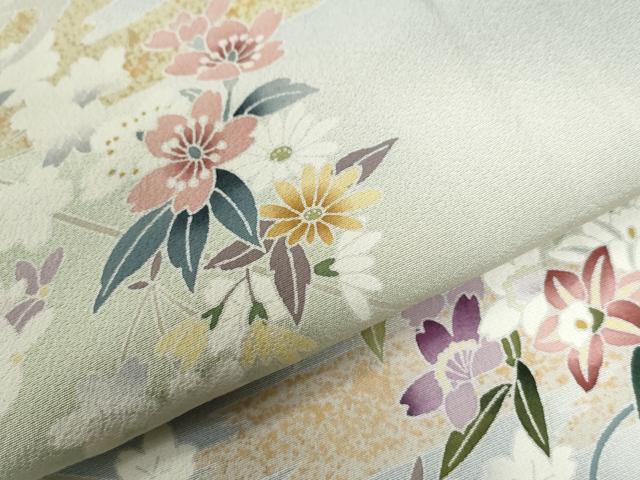 平和屋着物●訪問着 霞草花文 暈し染め 金彩 正絹 逸品 CABG0351yc