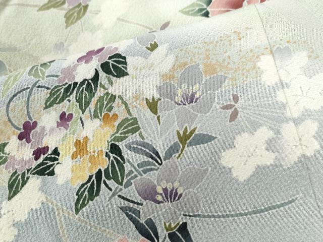 平和屋着物●訪問着 霞草花文 暈し染め 金彩 正絹 逸品 CABG0351yc