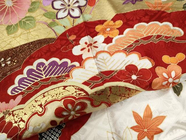 平和屋着物●豪華振袖 駒刺繍 雪輪花松文 金彩 正絹 逸品 CABG0353yc