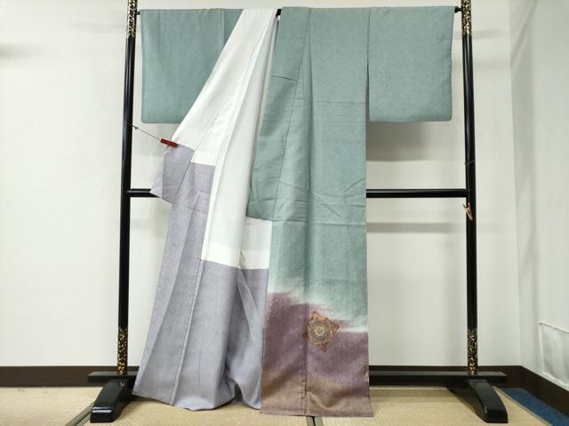 平和屋着物●訪問着 吉祥花唐草文 暈し染め 金彩 正絹 逸品 CABG0357yc