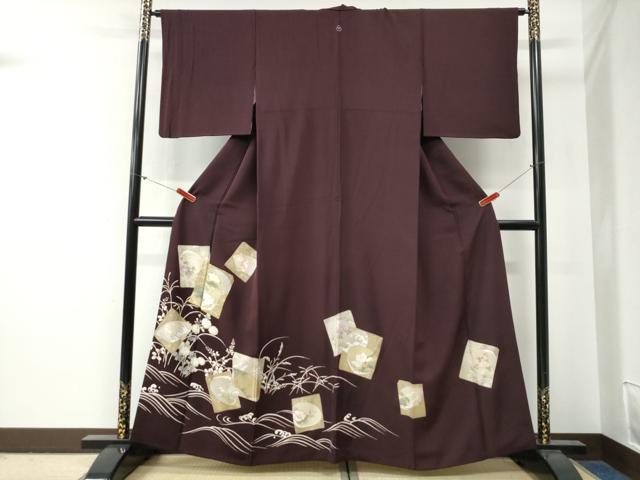 平和屋着物●豪華色留袖 駒刺繍 立波色紙鶴草花文 金彩 まるやま扱い 正絹 逸品 CABG0358yc