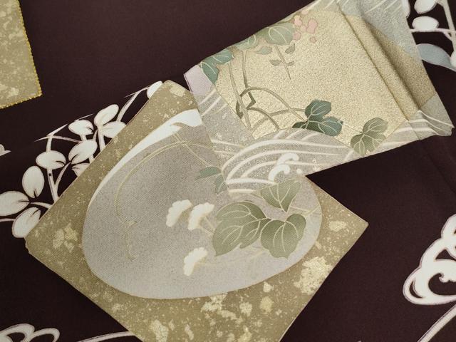平和屋着物●豪華色留袖 駒刺繍 立波色紙鶴草花文 金彩 まるやま扱い 正絹 逸品 CABG0358yc