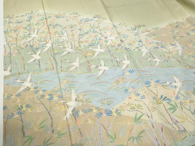 平和屋着物●訪問着 浜松飛鶴文 暈し染め 松坂屋扱い 正絹 逸品 CABG0359yc