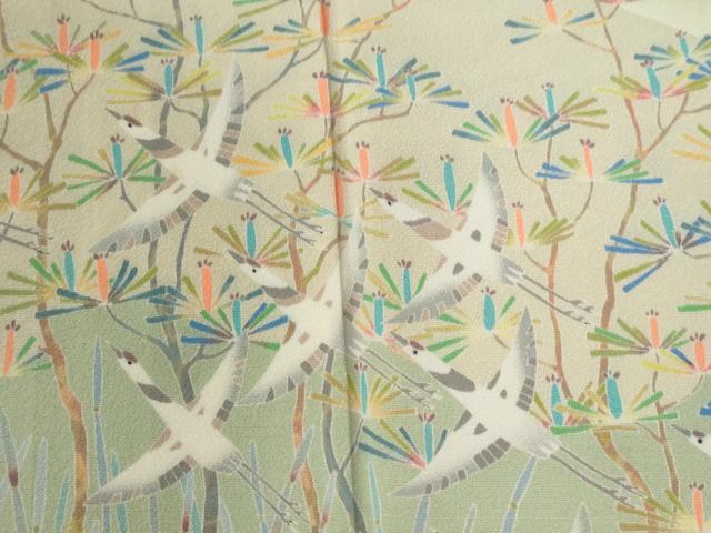 平和屋着物●訪問着 浜松飛鶴文 暈し染め 松坂屋扱い 正絹 逸品 CABG0359yc