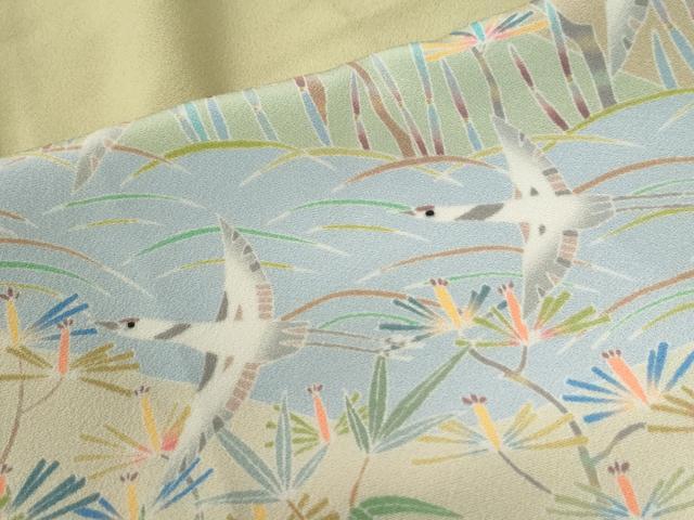 平和屋着物●訪問着 浜松飛鶴文 暈し染め 松坂屋扱い 正絹 逸品 CABG0359yc