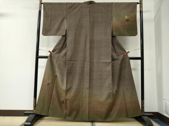 平和屋着物●訪問着 紬地 作家物 陶器文 正絹 逸品 CABG0369yc
