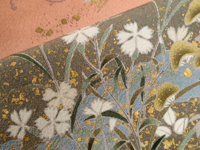 平和屋着物●訪問着 駒刺繍 枝垂れ花文 暈し染め 金彩 正絹 逸品 CABG0373yc