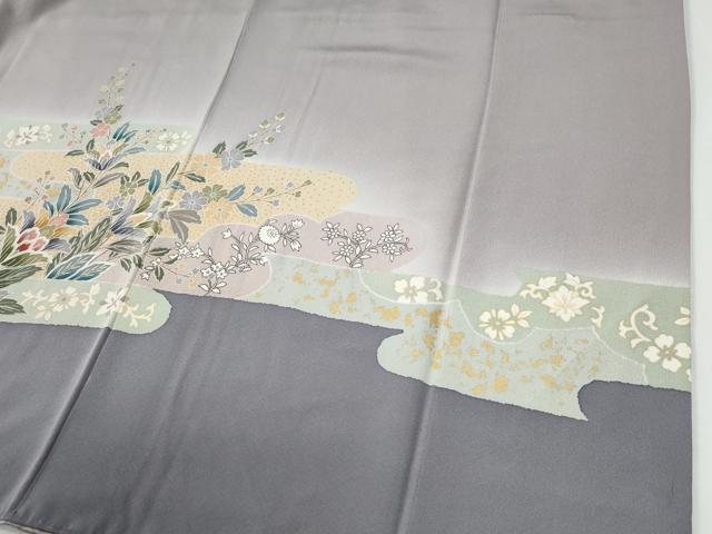 平和屋着物●訪問着 霞更紗草花文 暈し染め 金彩 正絹 逸品 CABG0376yc