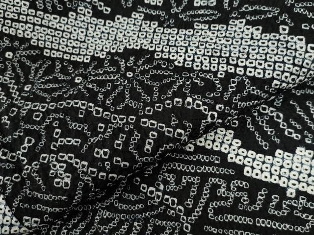 平和屋着物●上質な小紋 総絞り 吉祥文 黒地 正絹 逸品 未使用 CABG0379yc