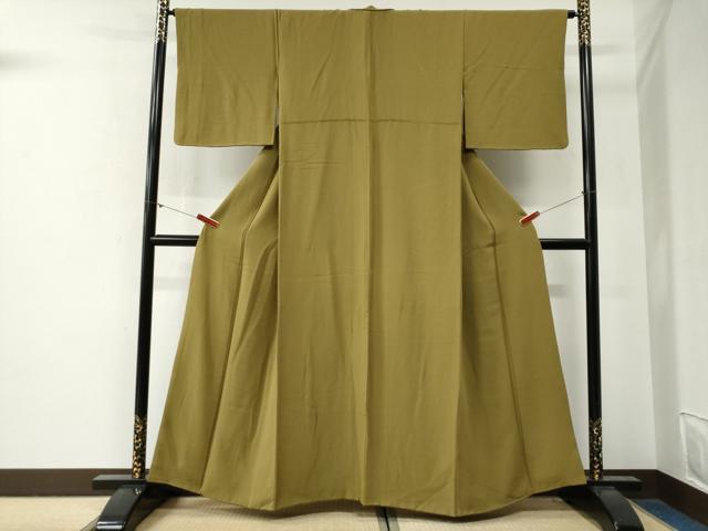 平和屋着物●上質な色無地 国防色 正絹 逸品 CABG0382yc