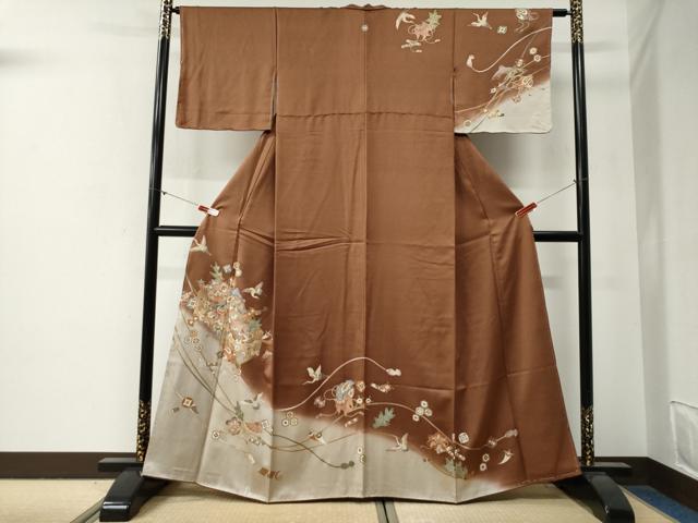 平和屋着物●訪問着 飛鶴宝尽くし 暈し染め 金彩 正絹 逸品 未使用 CABG0389yc