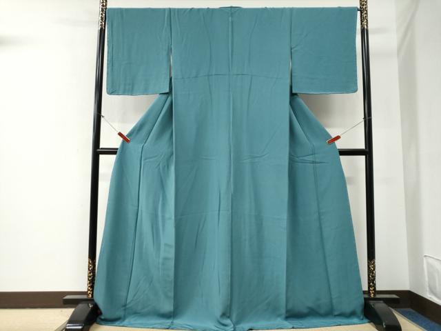 平和屋着物●上質な色無地 錆浅葱色 ロング丈 正絹 逸品 未使用 CABG0391yc