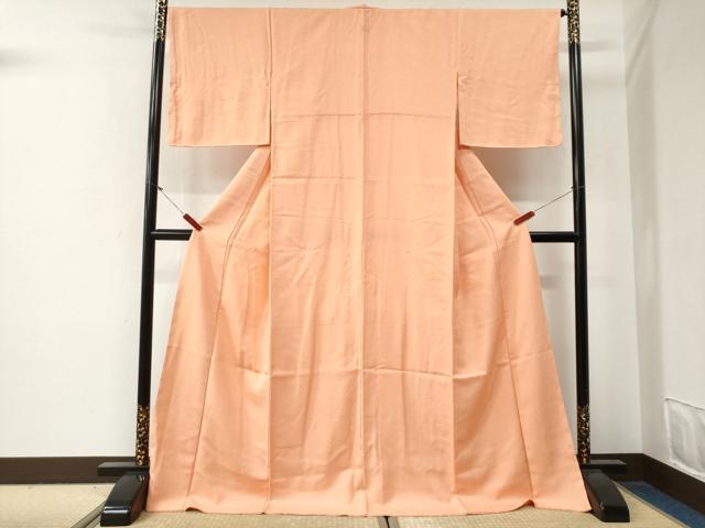 平和屋着物●米澤久監修 色無地 霞地紋 一斤染色 ロング丈 正絹 逸品 未使用 CABG0393yc