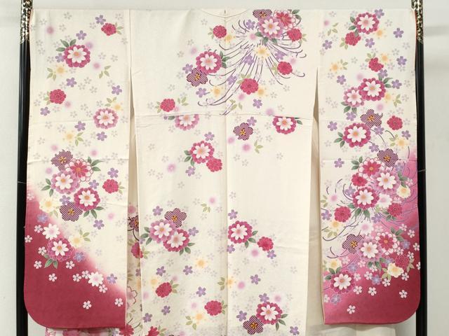 平和屋着物●豪華振袖 駒刺繍 舞桜文 暈し染め 正絹 逸品 CABG0398yc