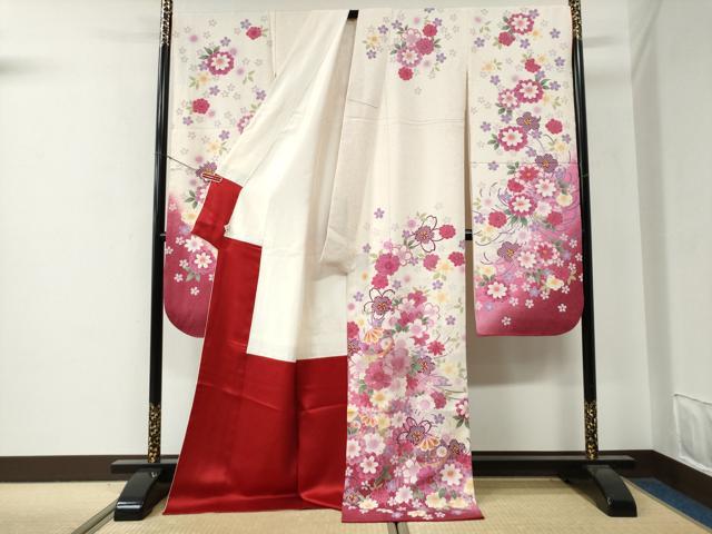 平和屋着物●豪華振袖 駒刺繍 舞桜文 暈し染め 正絹 逸品 CABG0398yc
