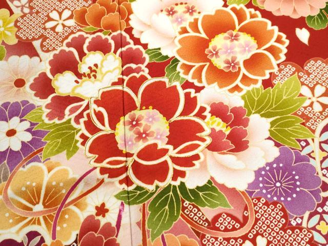 平和屋着物●豪華振袖 駒刺繍 舞桜文 暈し染め 正絹 逸品 CABG0399yc
