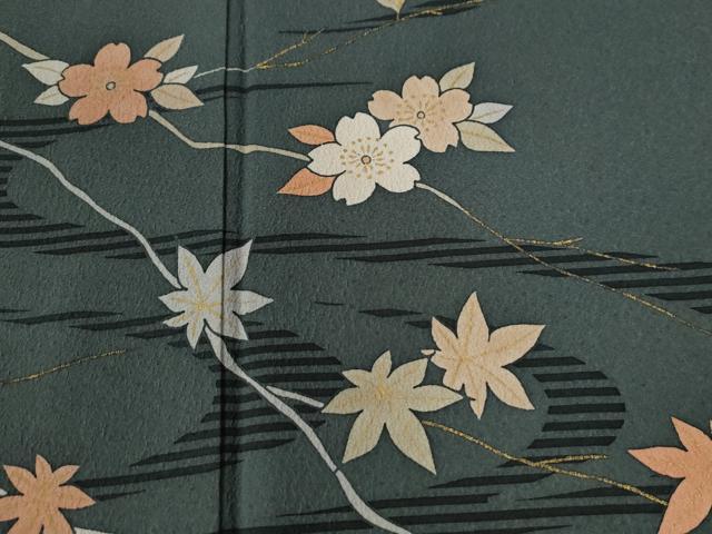 平和屋着物●染色の魔術師 染乃座・大久保玄才 そめのざ玄才 訪問着 竜田川枝桜文 金彩 正絹 逸品 CABG0402yc