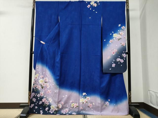 平和屋着物●豪華振袖 草花文 暈し染め 金通し地 正絹 逸品 CABG0405yc
