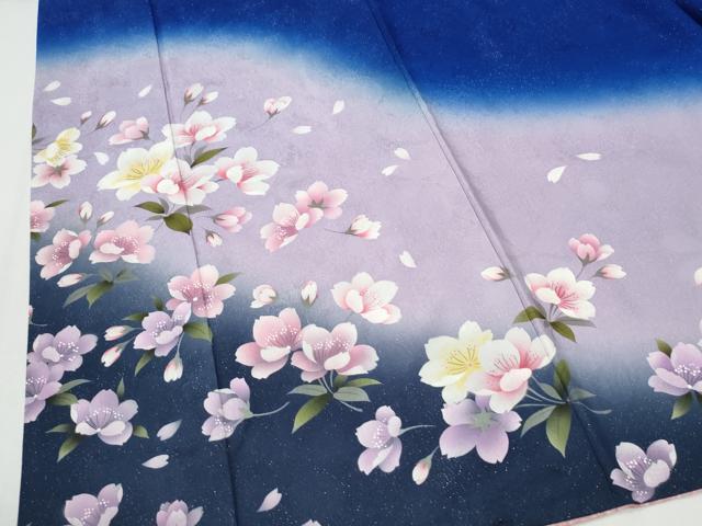 平和屋着物●豪華振袖 草花文 暈し染め 金通し地 正絹 逸品 CABG0405yc